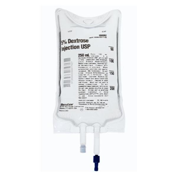 Dextrose 5%/Water IV Injection Solution Viaflex 250mL Strl Plstc Cntnr 250ml/Bg, 36 EA/CA